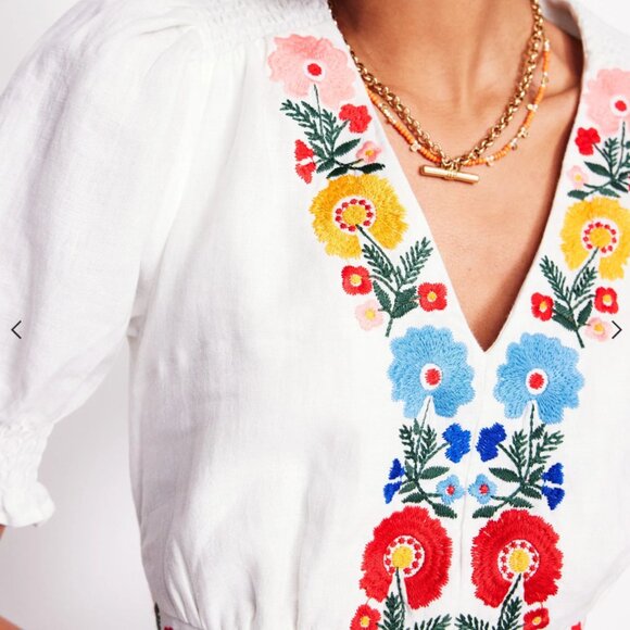 NEW Boden Anna Linen Tiered Midi Dress - Picture 2 of 5